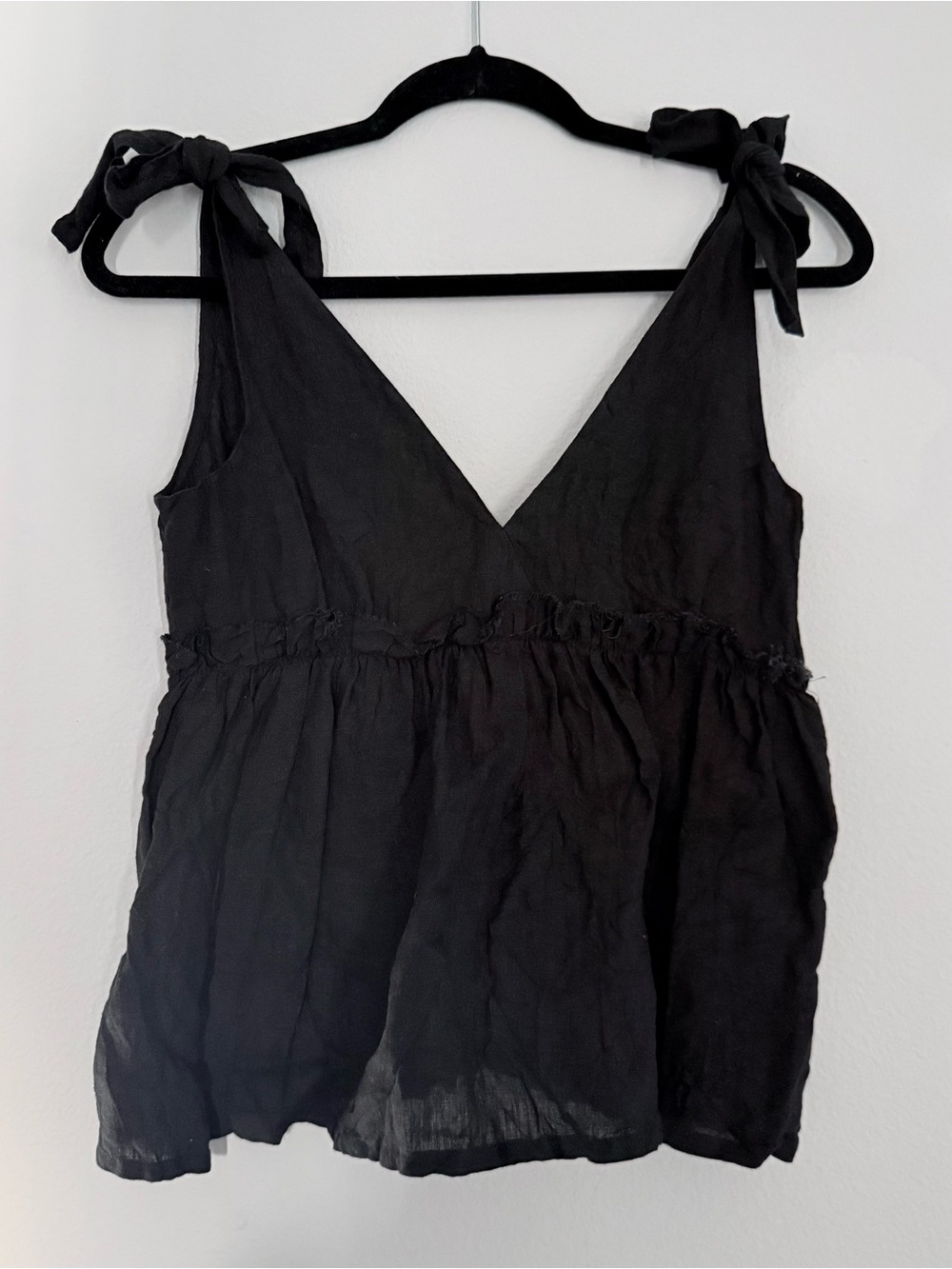 tribe alive Black V-Neck Tie-Shoulder Tank